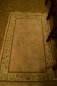 SMALL PINK FLOOR RUG WITH FLORAL BORDER, 120CM LONG