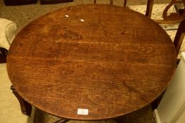 GEORGIAN OAK CIRCULAR TOP DINING TABLE ON TURNED COLUMN AND TRIPOD BASE, TOP 85CM DIAM