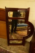 LATE VICTORIAN MAHOGANY FRAMED ARCH TOP OVERMANTEL MIRROR, 130CM WIDE