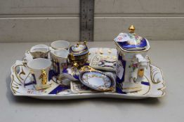 ROSELLE & CO, STAFFORDSHIRE MINIATURE TEA SERVICE AND ACCOMPANYING TRAY