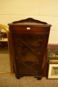 REPRODUCTION MAHOGANY VENEERED ASTRAGAL GLAZED SINGLE DOOR CORNER CABINET, 113CM HIGH