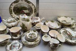 QUANTITY OF JOHNSON BROS 'THE FRIENDLY VILLAGE' PATTERN TABLE WARES PLUS FURTHER TEA SET AND A WOODS