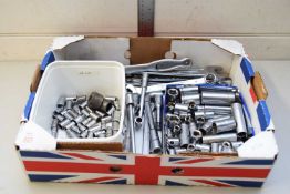 BOX CONTAINING MIXED SPANNERS AND SOCKETS