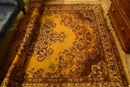 MODERN FLOOR RUG DECORATED WITH LARGE CENTRAL PANEL ON A BROWN AND BEIGE BACKGROUND, 200CM WIDE