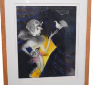 Colin Self, British Contemporary, Circus Clown. Mixed media, signed, 1995, 25x20.5