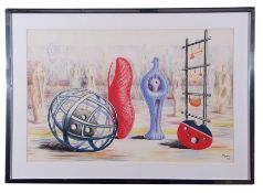 Henry Moore, British 20th Century, ‘Sculptural Objects’, 1949. Schools print lithograph in colours