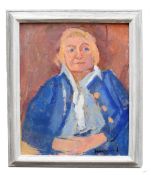 Derek Inwood, British 20th Century, Portrait of a woman. Oil on canvas, signed , 18x12ins