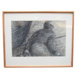 Caroline McAdam Clark, British Modern, ‘The Fisherman’. Pencil, pen and chalk, signed , 12x17.5ins