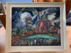 John Trudgill, 20th Century, British, ‘The Windmill’, acrylic on board. , 15.5 x 19.5 ins