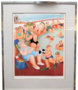 Beryl Cook, British 20th Century, ‘Bathing Pool’. Lithograph, signed in pencil by the artist.