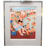 Beryl Cook, British 20th Century, ‘Bathing Pool’. Lithograph, signed in pencil by the artist.