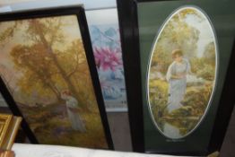 AFTER JEAN CRANE, COLOURED PRINT PLUS TWO FURTHER EDWARDIAN COLOURED PRINTS (3)