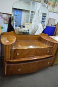 RETRO DROP CENTRE WALNUT VENEERED DRESSING CHEST WITH MIRRORED BACK, 120CM WIDE