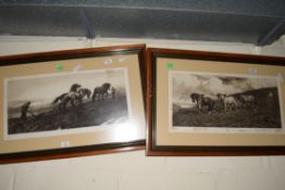 HERBERT DICKSEE, TWO ETCHINGS, 'THE LAST FURROW' AND 'AGAINST THE WIND AND OPEN SKY'