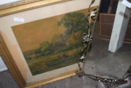 MIXED LOT OF A MIRROR IN METAL FRAME WITH FLORAL DETAIL, TWO FURTHER WOODEN FRAMED MIRRORS AND A