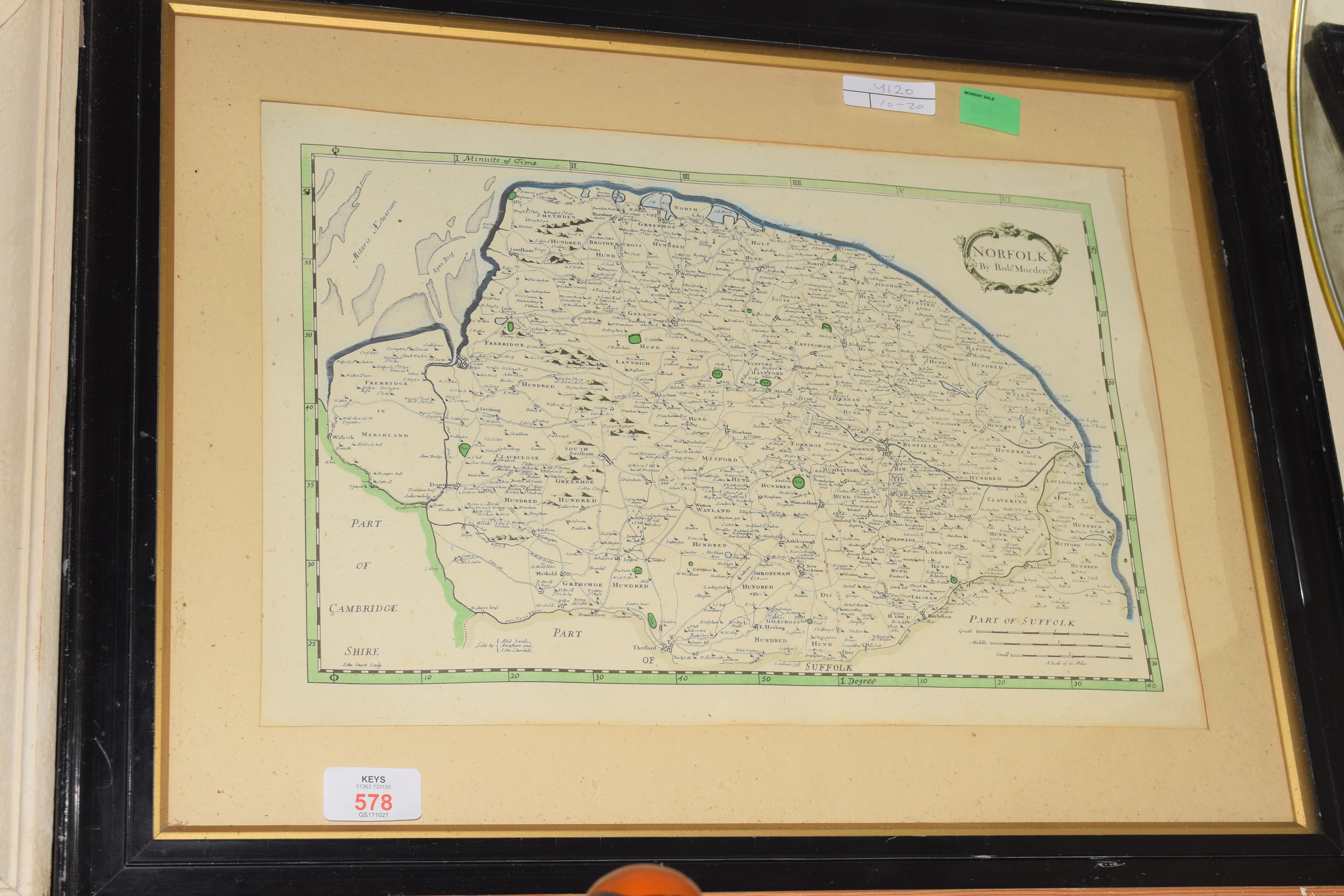 FRAMED MAP OF NORFOLK