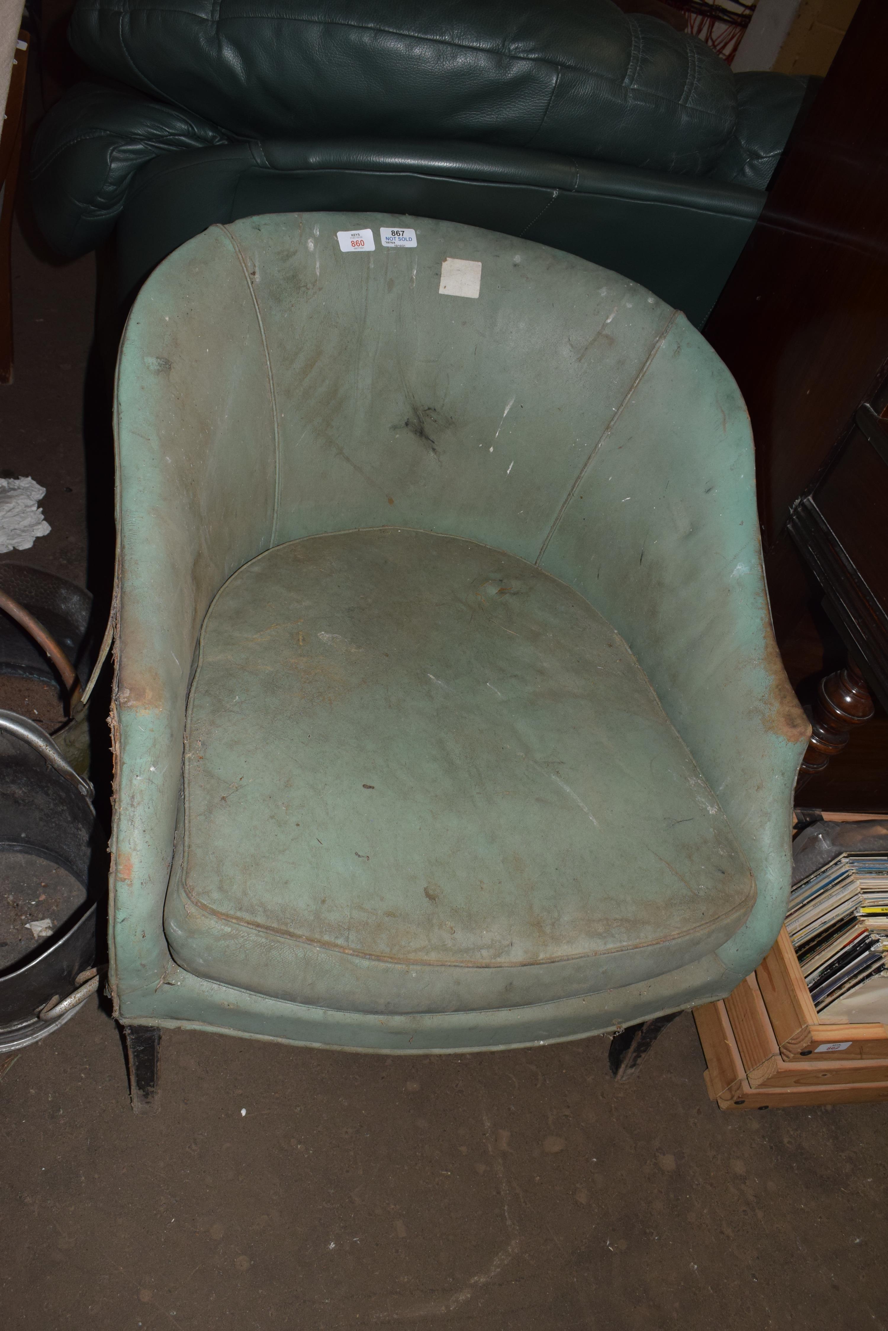 RETRO GREEN UPHOLSTERED TUB CHAIR