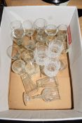 BOX OF CLEAR DRINKING GLASSES