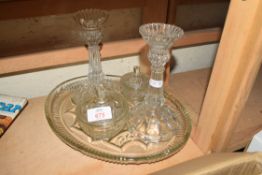 CLEAR GLASS DRESSING TABLE SET