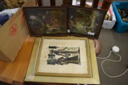 MIXED LOT COMPRISING TWO HOLOGRAPHIC PRINTS, AN EGYPTIAN PAPYRUS PRINT AND ONE OTHER