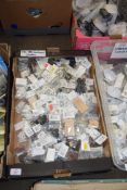 BOX OF AS NEW HARDWARE SUPPLIES TO INCLUDE CABLE CLIPS, WOODEN DOWELS ETC