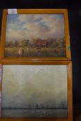 NEIL SMALLEY, A LIKELY TRIO, AND PANXWORTH CHURCH, BOTH OIL ON BOARD, IN WOODEN FRAMES, 27CM WIDE