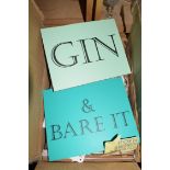 BOX OF WALL PLAQUES 'GIN AND BEAR IT'