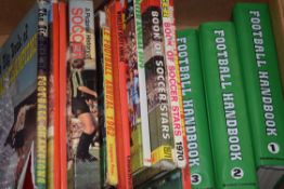 FOOTBALL INTEREST - FOOTBALL HANDBOOK IN THREE BINDERS PLUS VARIOUS ANNUALS AND OTHERS