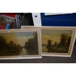 C FARRIS (BRITISH, EARLY 20TH CENTURY), PAIR OF STUDIES, SHEEP BY RIVERSIDE AND CATTLE BY RIVERSIDE,