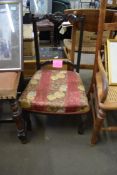 LATE VICTORIAN SIDE CHAIR WITH FLORAL UPHOLSTERED SEAT