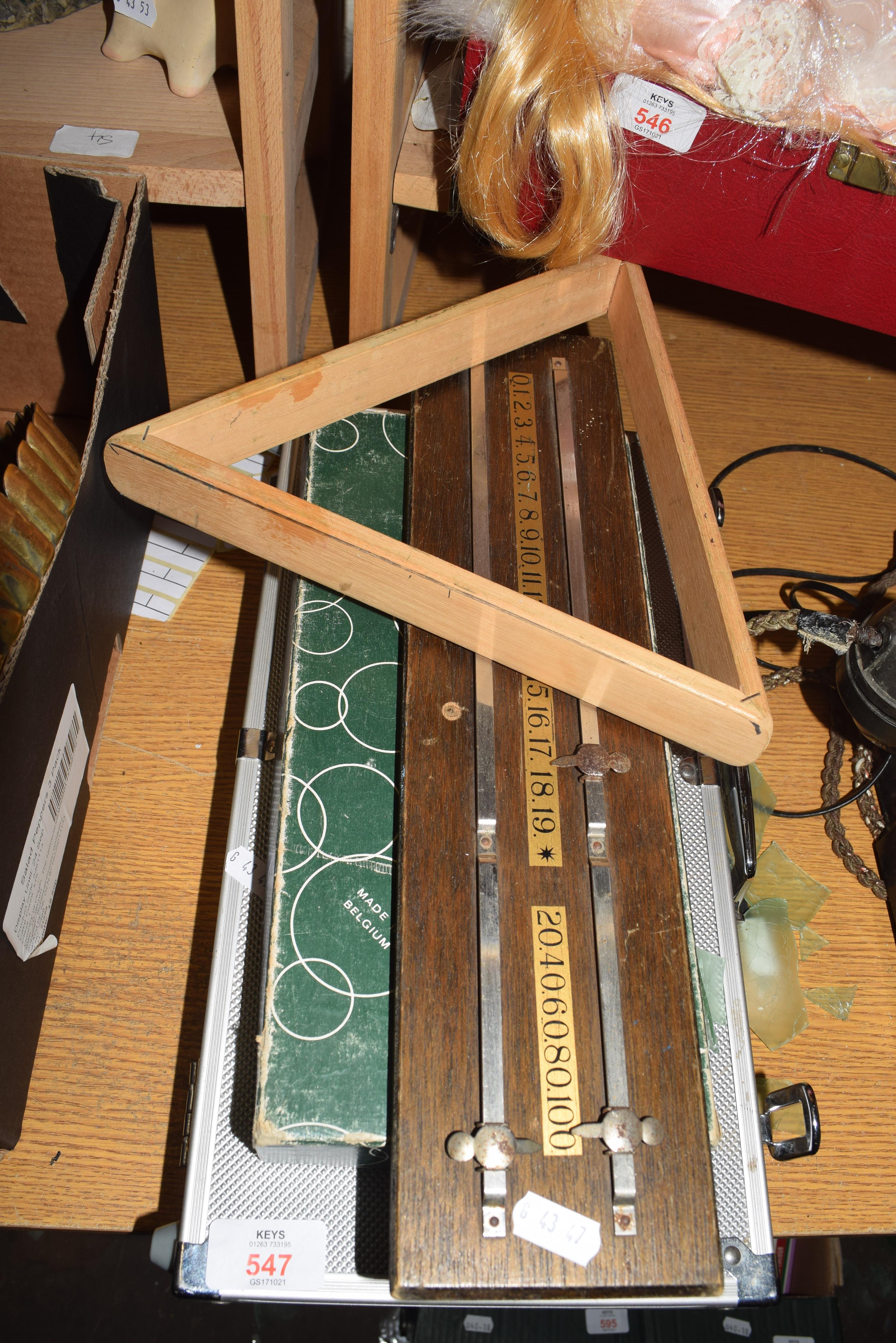 MIXED LOT COMPRISING A CASE OF CASINO GAMING CHIPS, A SNOOKER SCOREBOARD, AND A BOX OF POOL BALLS