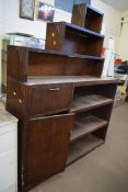 ART DECO STYLE OAK BOOKCASE CABINET OF UNUSUAL FORM, 133CM WIDE