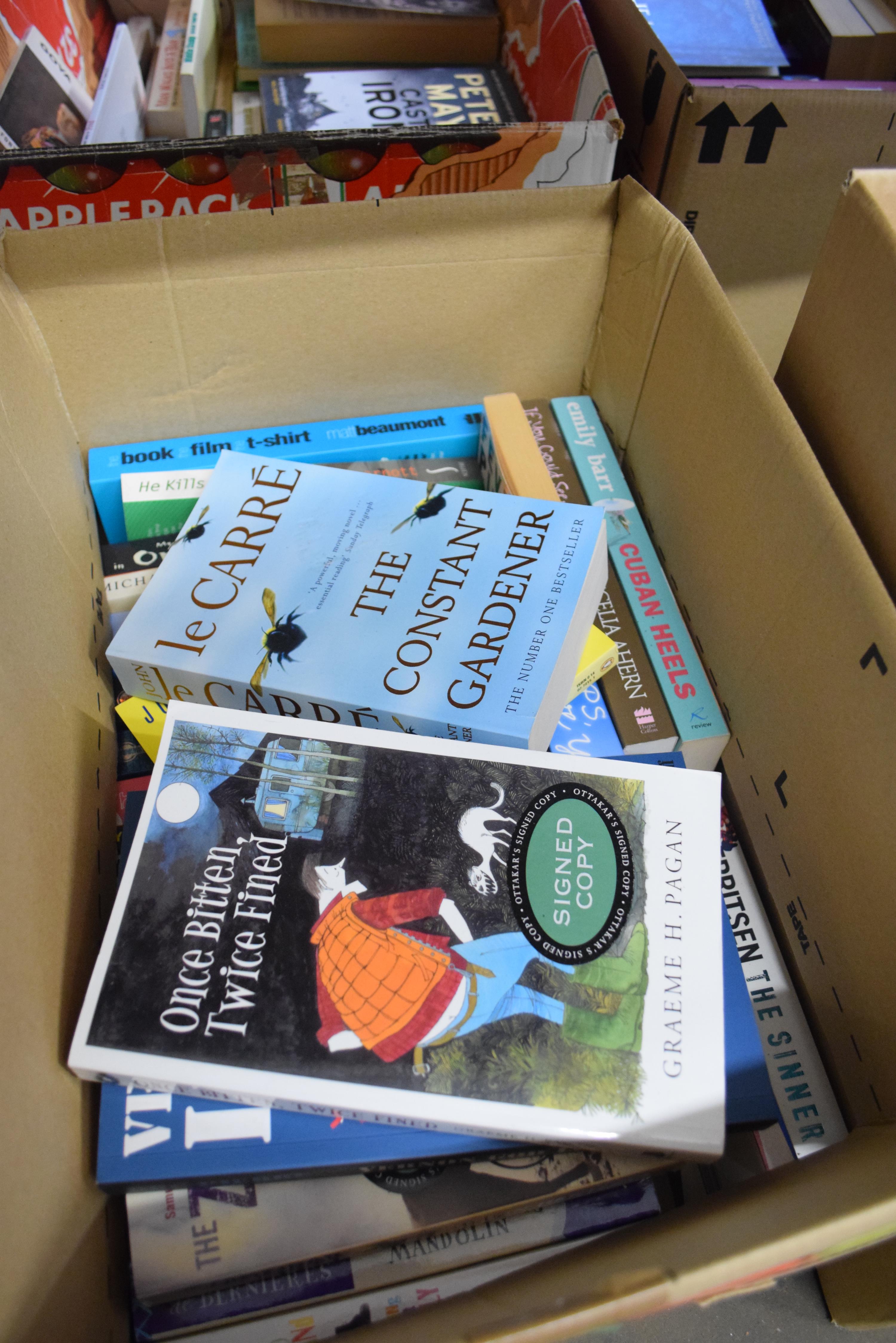 BOX OF PAPERBACK SIGNED FICTION BOOKS