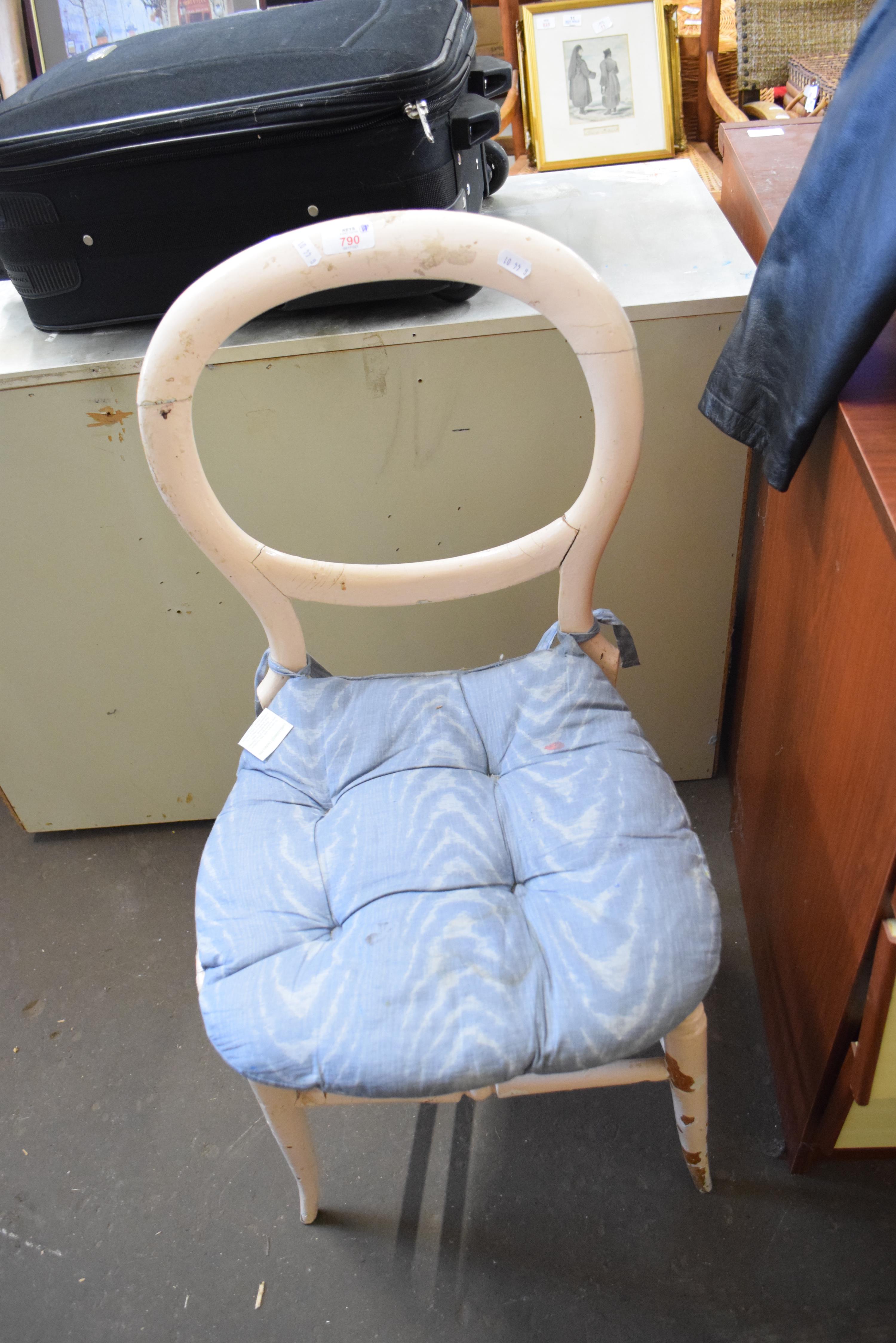 PAINTED VICTORIAN BALLOON BACK AND CANE SEATED BEDROOM CHAIR