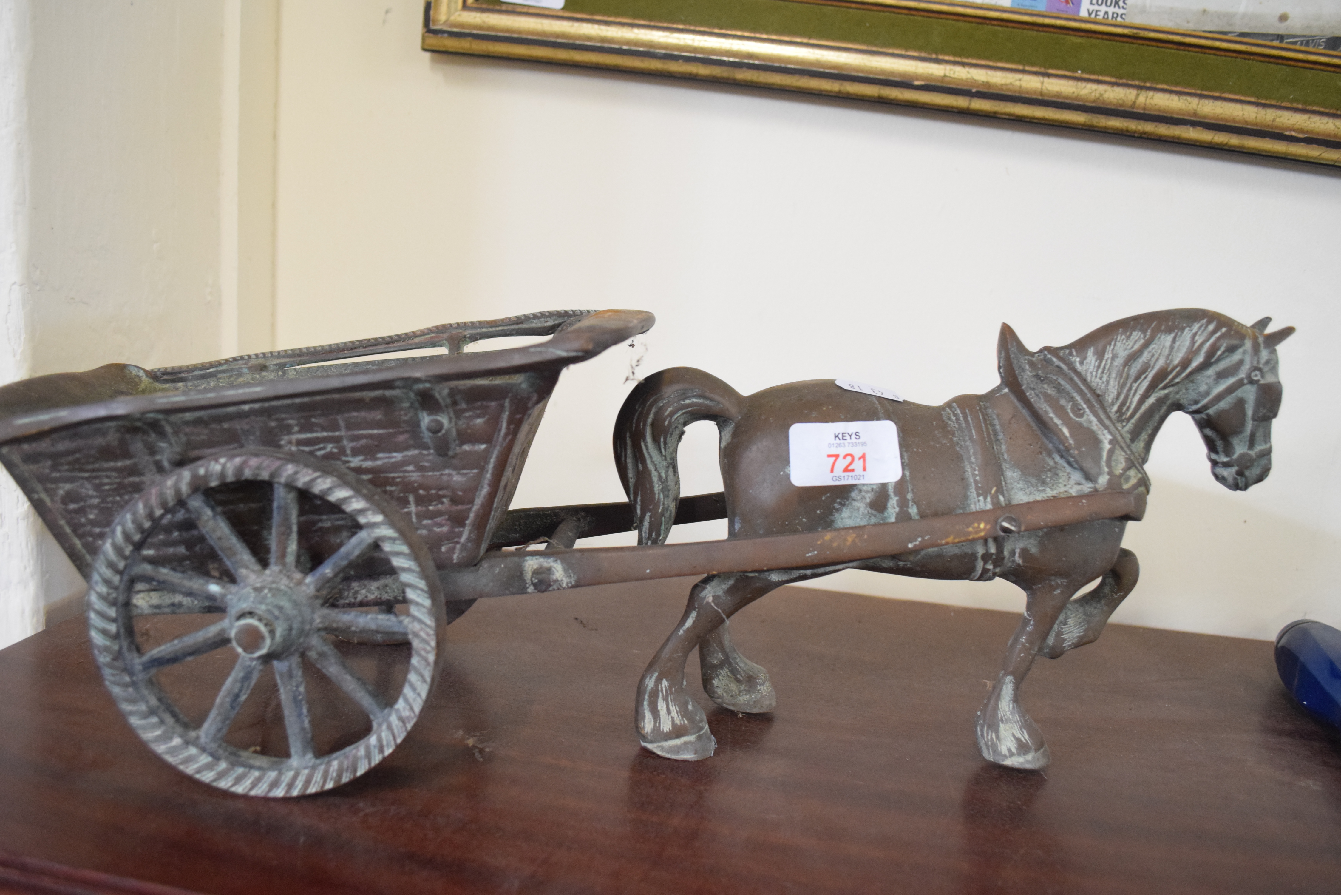 BRASS MODEL OF A HORSE AND CART