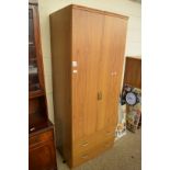 TEAK FINISH WARDROBE WITH TWO DOORS AND TWO DRAWERS, 190CM HIGH