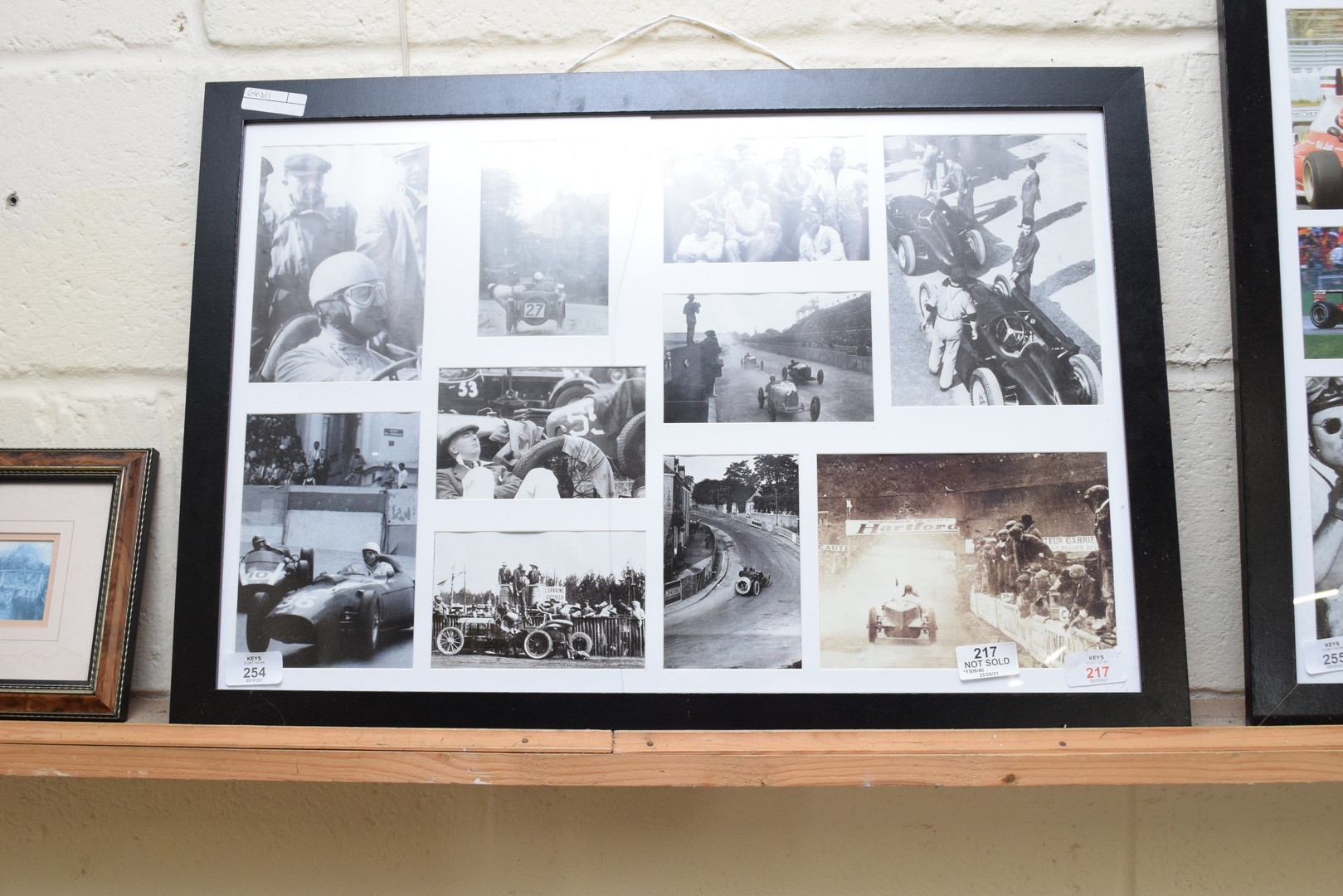 MONTAGE OF BLACK AND WHITE PHOTOGRAPHS OF EARLY MOTOR RACING, F/G, 65CM WIDE