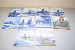 COLLECTION OF MODERN DELFT WALL TILES, PRINCIPALLY DEPICTING WINDMILLS