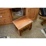 NEST OF TWO RETRO TEAK TABLES, LARGEST 45CM WIDE