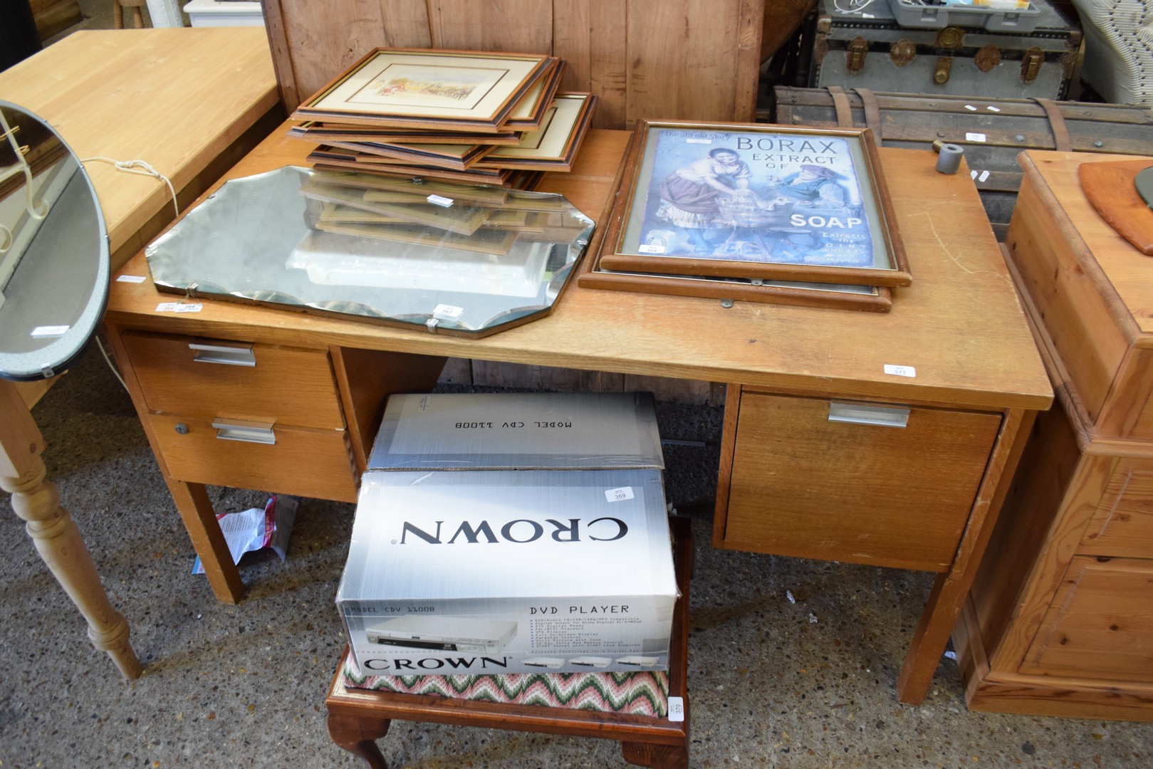 RETRO THREE DRAWER OFFICE DESK, 137CM WIDE