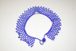 SMALL BLUE BEAD WORK COLLAR FORMED NECKLACE