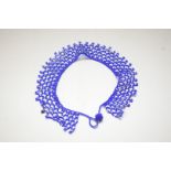 SMALL BLUE BEAD WORK COLLAR FORMED NECKLACE