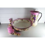 VINTAGE CORINTH WASH BOWL, JUG AND FURTHER DRESSING TABLE ACCESSORIES