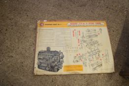 BEDFORD 214 PETROL ENGINE WORKSHOP CHART ON WOODEN BACK