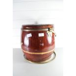 CHINESE LACQUERED COVERED WOODEN BUCKET WITH CARVED DECORATION