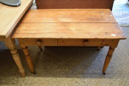 VICTORIAN PINE TWO DRAWER SIDE TABLE, 105CM WIDE