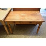 VICTORIAN PINE TWO DRAWER SIDE TABLE, 105CM WIDE