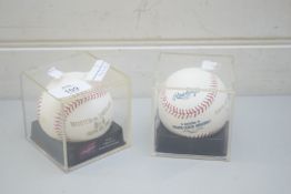 TWO RAWLINGS OFFICIAL MAJOR LEAGUE BASEBALL PRESENTATION BALLS 'DEVIL RAYS V YANKEES' 9/26/2007, AND