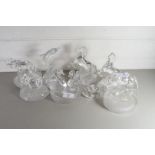 COLLECTION OF CLEAR AND FROSTED GLASS MODELS OF ANIMALS