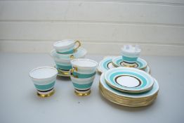 QTY OF TUSCAN ART DECO STYLE TEA WARES DECORATED WITH GILT BORDERS